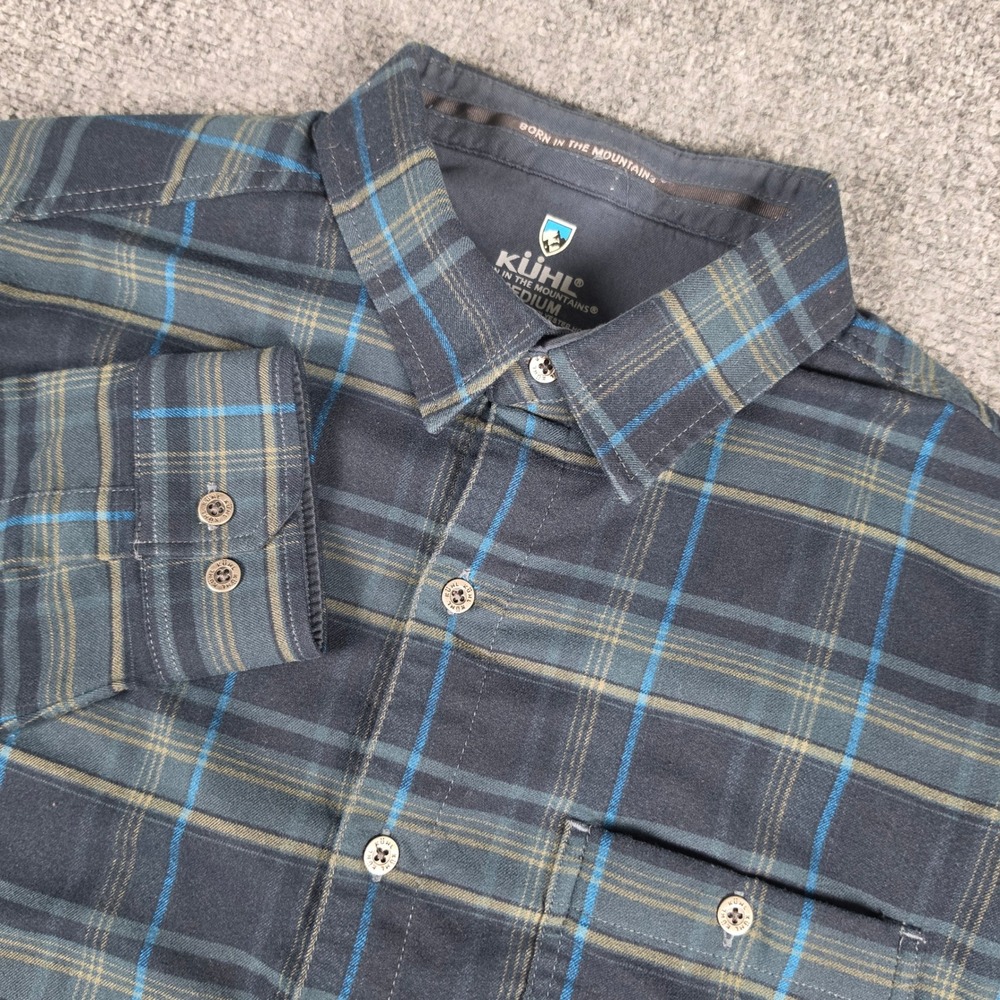 Kuhl Independent Flannel Shirt Mens Medium Blue Plaid Long Sleeve 7212